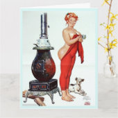 大きな底の女の子いつでもハローグリーティングカード カード (黄色い花)