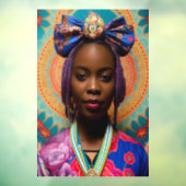 大きな弓とメダリオンを持つアフリカの女性 ウィンドウサイン (シート3)