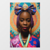 大きな弓とメダリオンを持つアフリカの女性 ウィンドウサイン (シート)