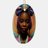 大きな弓とメダリオンを持つアフリカの女性 セラミックオーナメント (右)