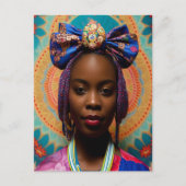 大きな弓とメダリオンを持つアフリカの女性 ポストカード (正面)