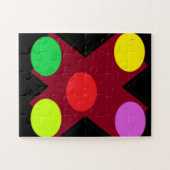 大きな形状と色を持つ黒 ジグソーパズル (横)