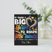 大きな心で教育 | オーダーメイド教師感謝 ポストカード (スタンド正面)