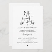 大きな愛と喜びと共に、ブラック、結婚式の秘密の挙式 招待状 (正面/裏面)