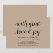 大きな愛と喜びに満ちて、結婚式の秘密の招待状 招待状 (正面/裏面)