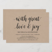 大きな愛と喜び、結婚式の秘密の招待状 招待状 (正面/裏面)