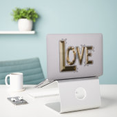 大きな愛は黄金の言葉だ シール (デスク上のノートパソコン)