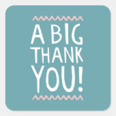 大きな感謝のステッカー おしゃれなタイポグラフィーの「サンキュー」 スクエアシール (正面)