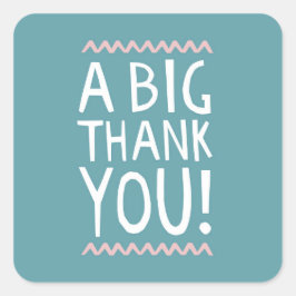 大きな感謝のステッカー　おしゃれなタイポグラフィーの「サンキュー」 スクエアシール