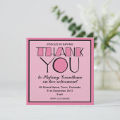 大きな感謝のピンクの退職のお知らせ 招待状 (スタンド正面)