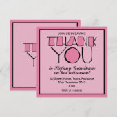 大きな感謝のピンクの退職のお知らせ 招待状 (正面/裏面)