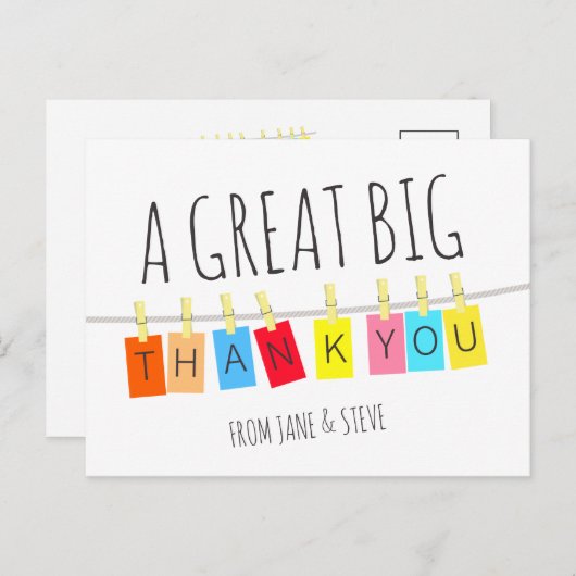 大きな感謝を込めて、かわいい明るいバンティング – ポストカード (正面/裏面)