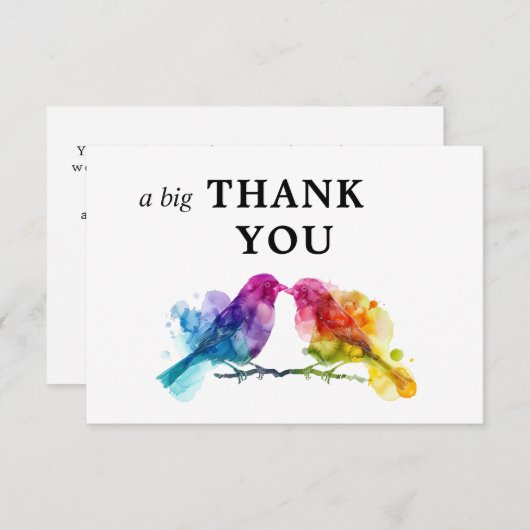 🌈大きな感謝LGBTQ+レインボーブバード サンキューカード (正面/裏面)