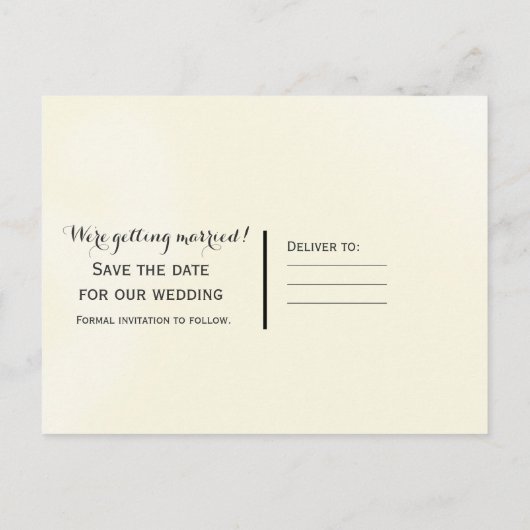 大きな手描きのひまわりがかわいい、素朴な田舎風の結婚式の「Save the Date」カード 案内ポストカード (裏面)