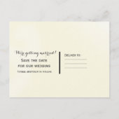 大きな手描きのひまわりがモダンな田舎風の「Save the Date」 案内ポストカード (裏面)