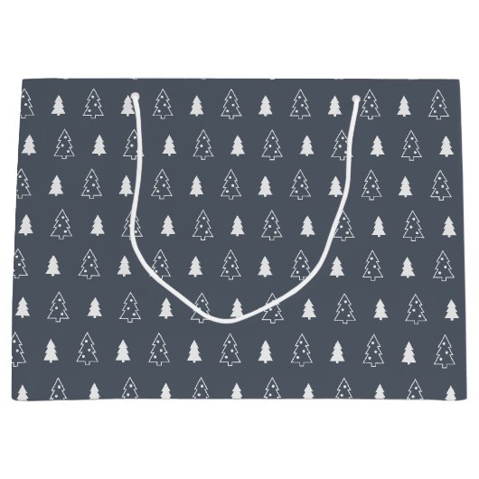 大きな抱き枕 – 青と白のクリスマスツリー ラージペーパーバッグ (正面)