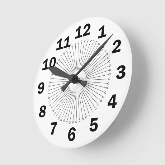 大きな数字がぐるぐる回って秒数を表示する ラウンド壁時計 (傾斜)