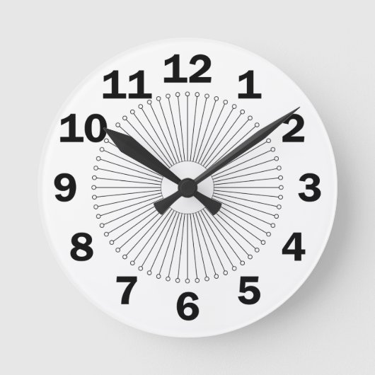 大きな数字がぐるぐる回って秒数を表示する ラウンド壁時計 (正面)