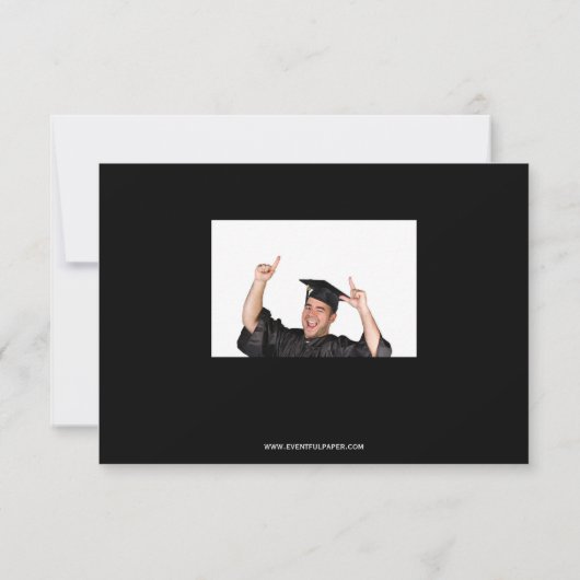 大きな数字の黒- 3x5卒業案内 招待状 (裏面)