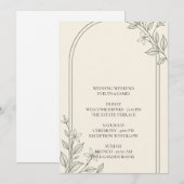 大きな文字のオリーブの結婚式ウィークエンドの予定表 招待状 (正面/裏面)