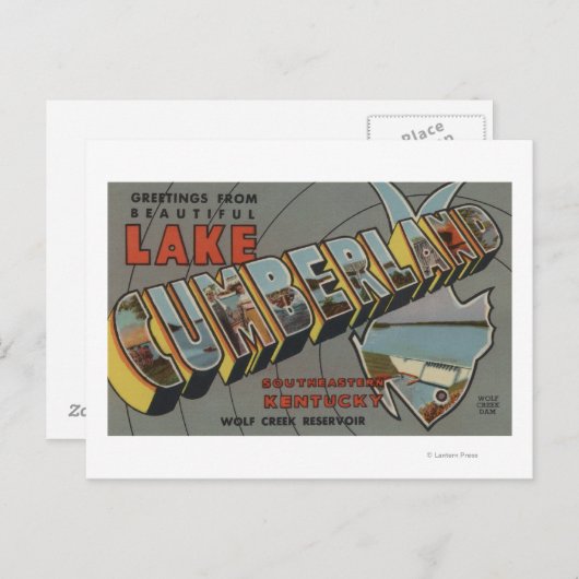 大きな文字のシーン – Lake Cumberland, KY ポストカード (正面/裏面)