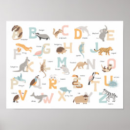 大きな文字の動物アルファベット キッズ ポスター