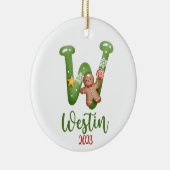 大きな文字、名前、日付パーソナライズされた セラミックオーナメント (右)