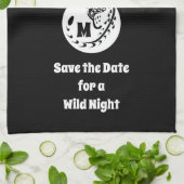 大きな斑点のあるジェネのシルエットのモノグラム写真 キッチンタオル (折り畳み)