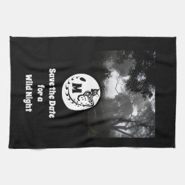 大きな斑点のあるジェネのシルエットのモノグラム写真 キッチンタオル