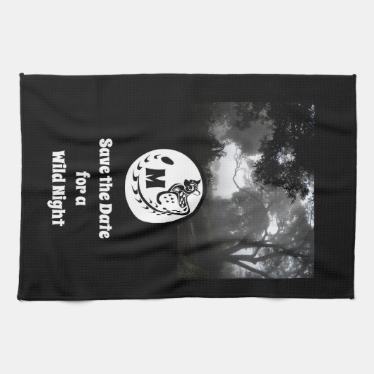 大きな斑点のあるジェネのシルエットのモノグラム写真 キッチンタオル (横)