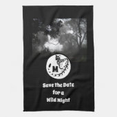 大きな斑点のあるジェネのシルエットのモノグラム写真 キッチンタオル (縦)