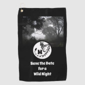 大きな斑点のあるジェネのシルエットのモノグラム写真 ゴルフタオル (正面)