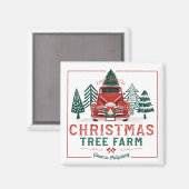 大きな新鮮なクリスマスツリーファームヴィンテージトラック マグネット (正面/裏面)