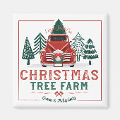 大きな新鮮なクリスマスツリーファームヴィンテージトラック マグネット (正面)