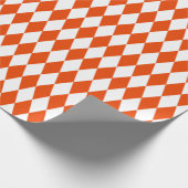 大きな明るいオレンジと白のハーレクイン ラッピングペーパー (角)