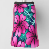 大きな明るいピンクの花柄 ゴルフヘッドカバー (回転90)