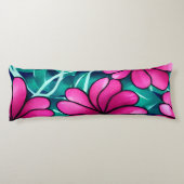 大きな明るいピンクの花柄 ボディピロー (裏面)