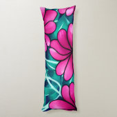 大きな明るいピンクの花柄 ボディピロー (裏面 (縦))