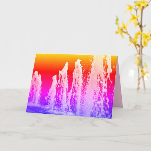 大きな明るい噴出する水噴水カーカラフルド カード (黄色い花)