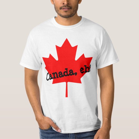 大きな明るい赤いカエデの葉 カナダだね! Tシャツ (正面)