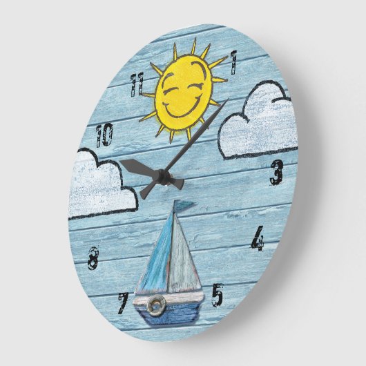 大きな時計の流木ビーチ(数字付き)。 ラージ壁時計 (傾斜)