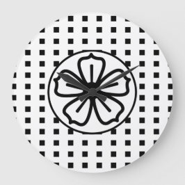 大きな時計「時計オン、時計オフの白黒」 ラージ壁時計