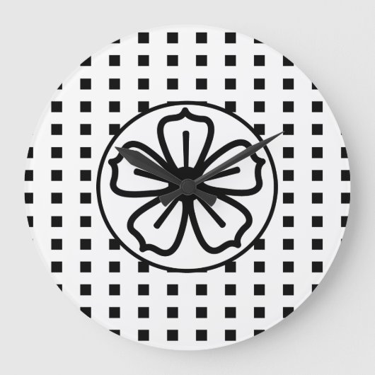 大きな時計「時計オン、時計オフの白黒」 ラージ壁時計 (正面)