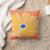 大きな暖かい黄色の花 クッション (ブランケット)