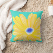 大きな暖かい黄色の花 クッション (ブランケット)