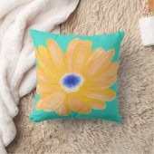 大きな暖かい黄色の花 クッション (ブランケット)