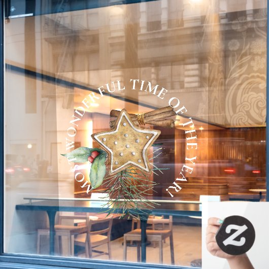 大きな最も素晴らしい時間、星のクリスマスクッキー ウィンドウサイン (カフェ窓)