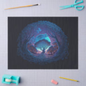 大きな月の切り離しによって照らされる神秘的な根の木 薄葉紙 (クラフト)