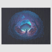 大きな月の切り離しによって照らされる神秘的な根の木 薄葉紙 (正面)