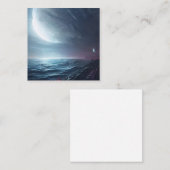 大きな月を持つファンタジーの白熱［赤熱］光を放つ場所 スクエア名刺 (正面/裏面)